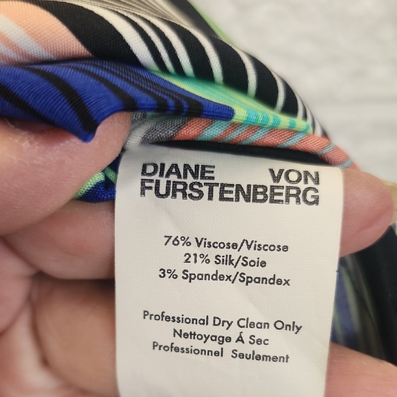 Diane Von Furstenberg Multi-Stripe Short Sleeve Mini Dress - Picture 10 of 10